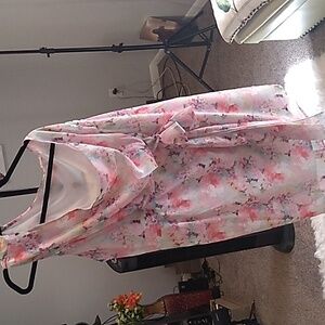 Pink Flower Print One Shoulder Dress With Tie   🌸  NEW